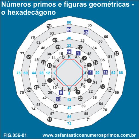 Números primos e figuras geométricas - o hexadecágono