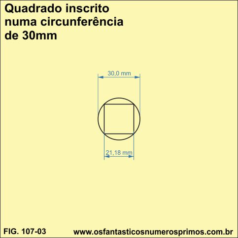 quadrado inscrito numa circunferência de 30mm