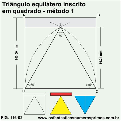 Triângulo equilátero inscrito em quadrado - método 1
