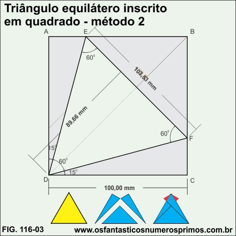 Triângulo equilátero inscrito em quadrado - método 2