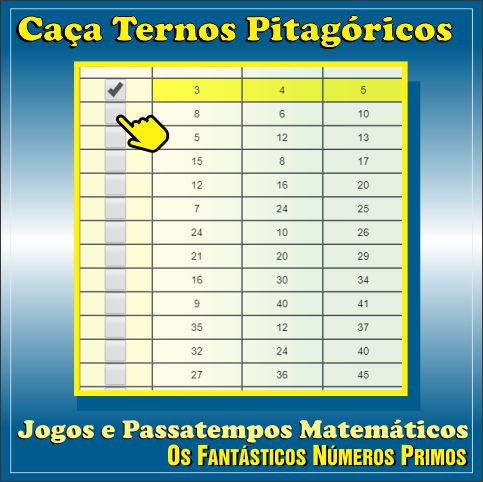 jogo matemático caça-ternos pitagóricos