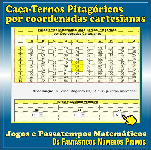 passatempo caça-ternos pitagóricos por coordenadas