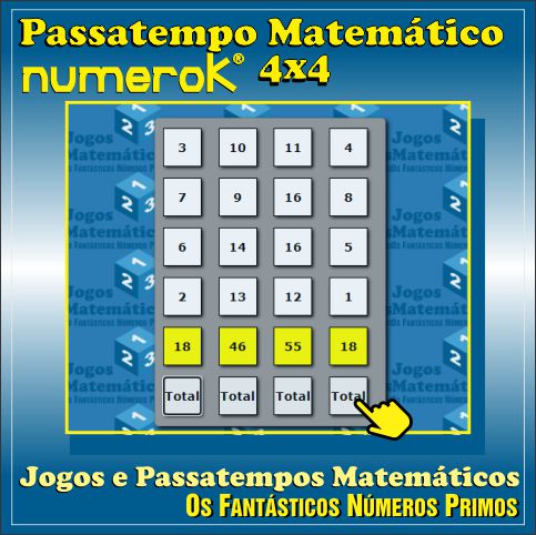 passatempo matemático numerok 4x4 