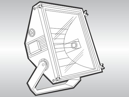 Desenhos técnicos em perspectiva - luminária de longo alcance