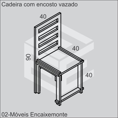 Cadeira com Encosto Vazado de madeira encaixável