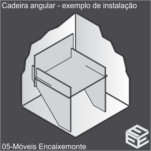 Cadeira Angular de madeira encaixável - exemplo de instalação em ambiente