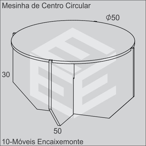 Mesinha de Centro Circular de madeira encaixável