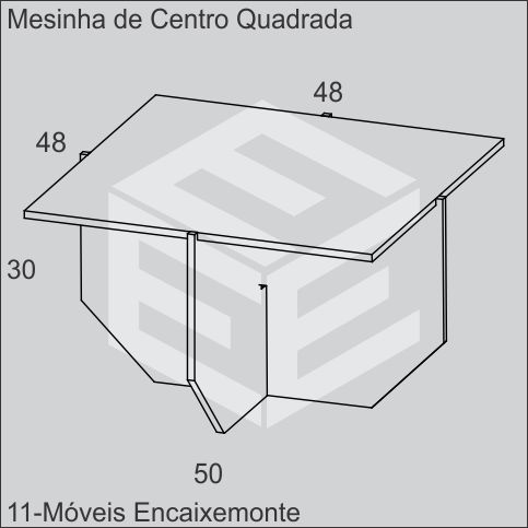 Mesinha de Centro Quadrada de madeira encaixável