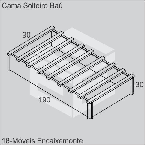 cama solteiro baú de madeira encaixável