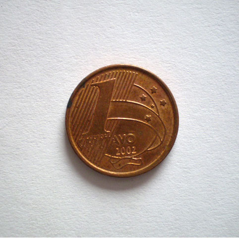 moeda brasileira de 1 centavo de 2002